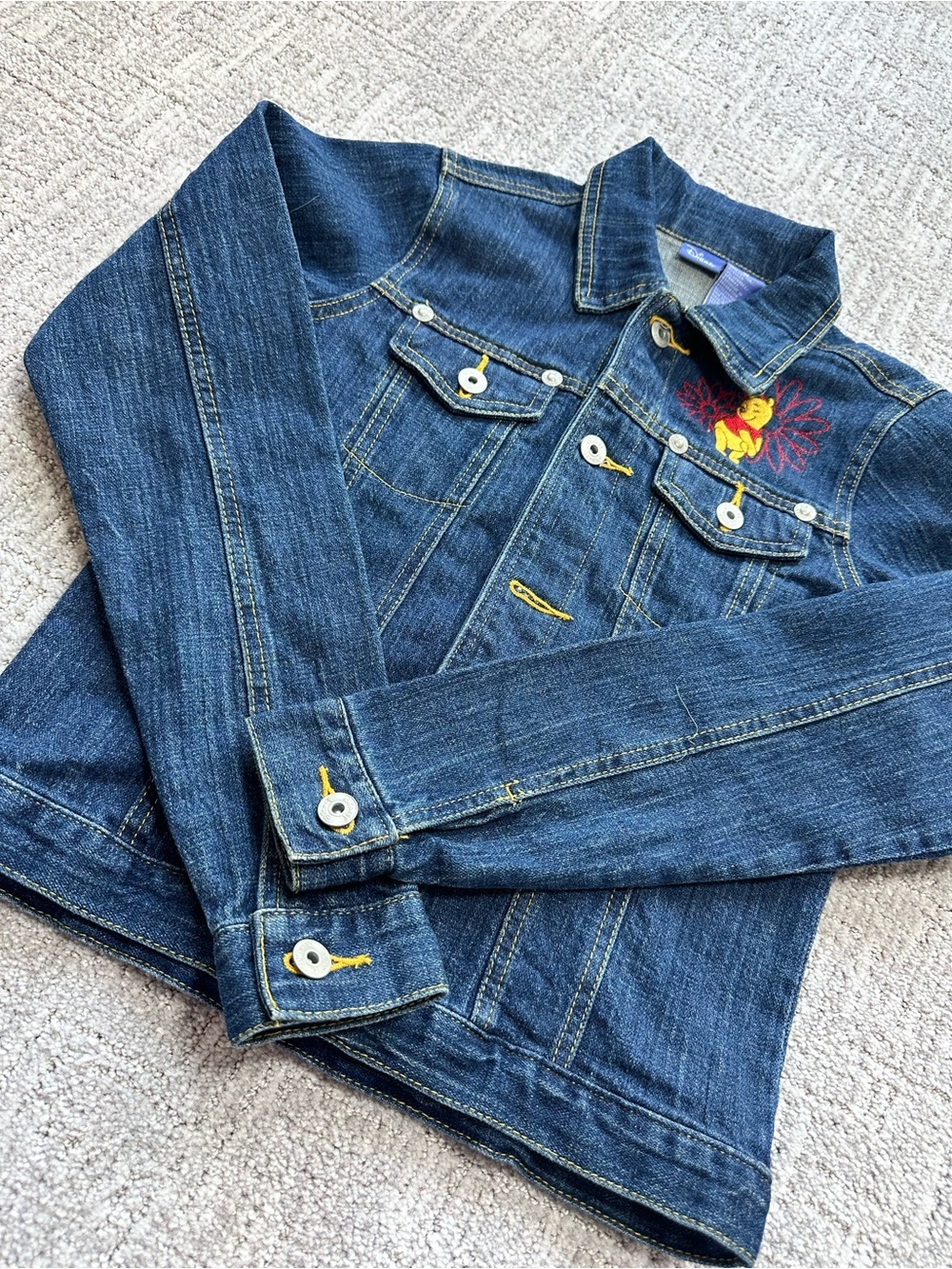 Kids vintage’s 90s Winnie the Pooh Denim Jacket Embroidered Back Patch Japanes - Picture 4 of 14